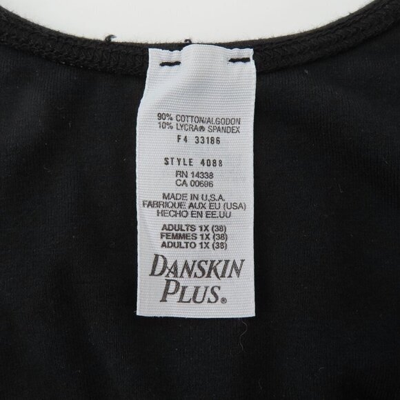 Danskin Women Plus Size 1X Bra Tops Bralette Solid Black Cotton Blend 1990s NEW - Picture 5 of 9